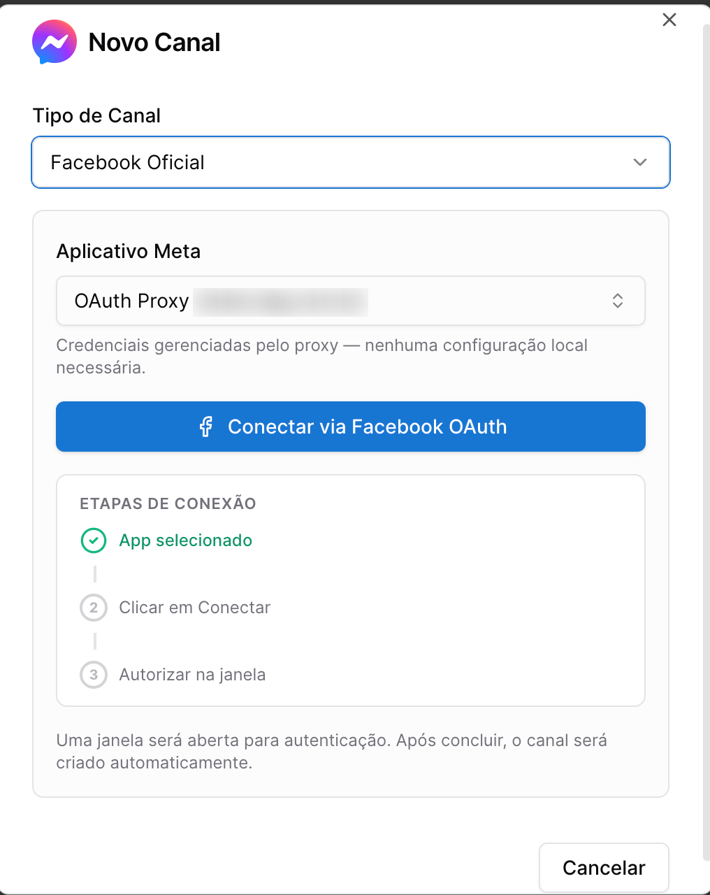 WhatsLP - conectar canal facebook messenger