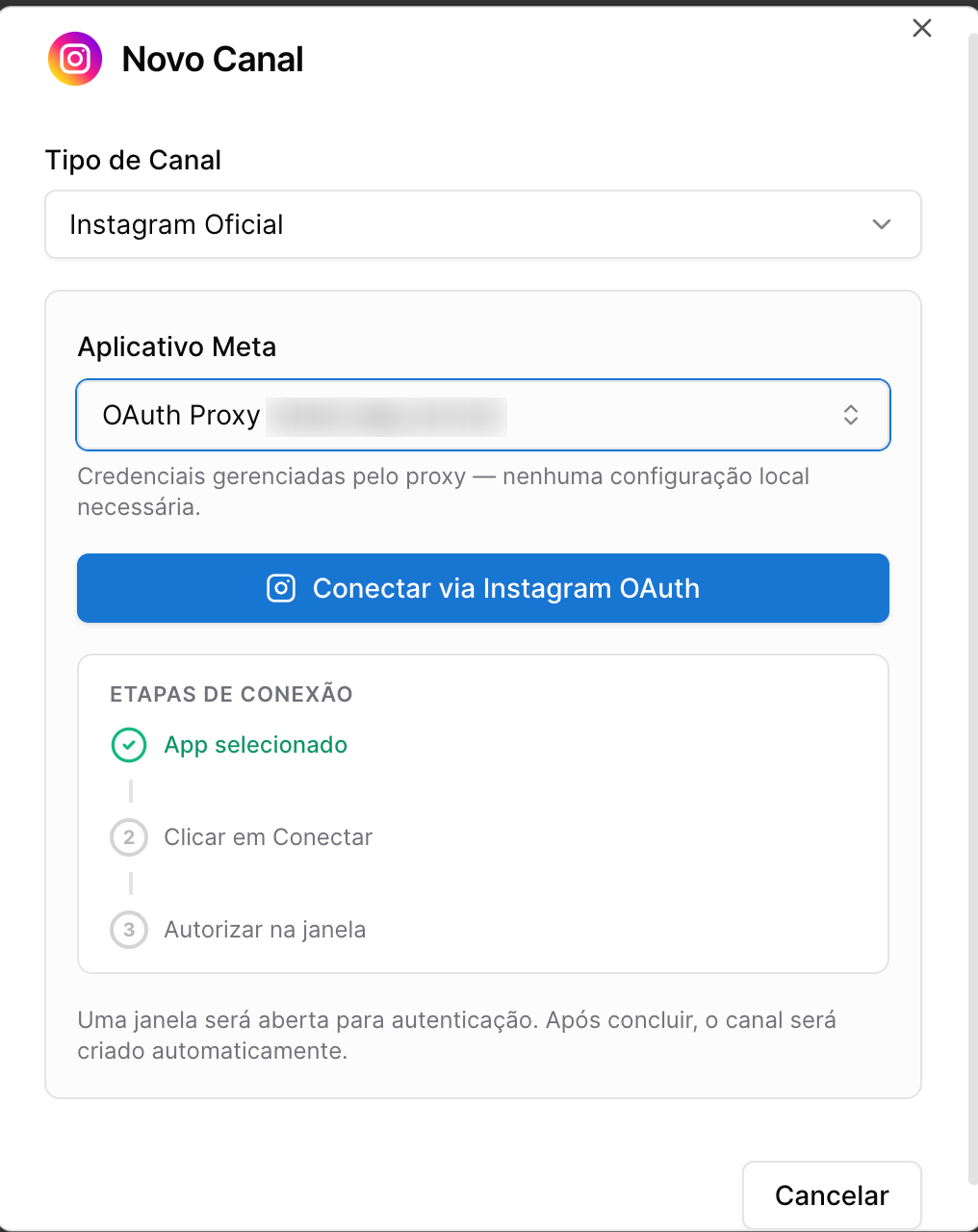 WhatsLP - conectar canal instagram